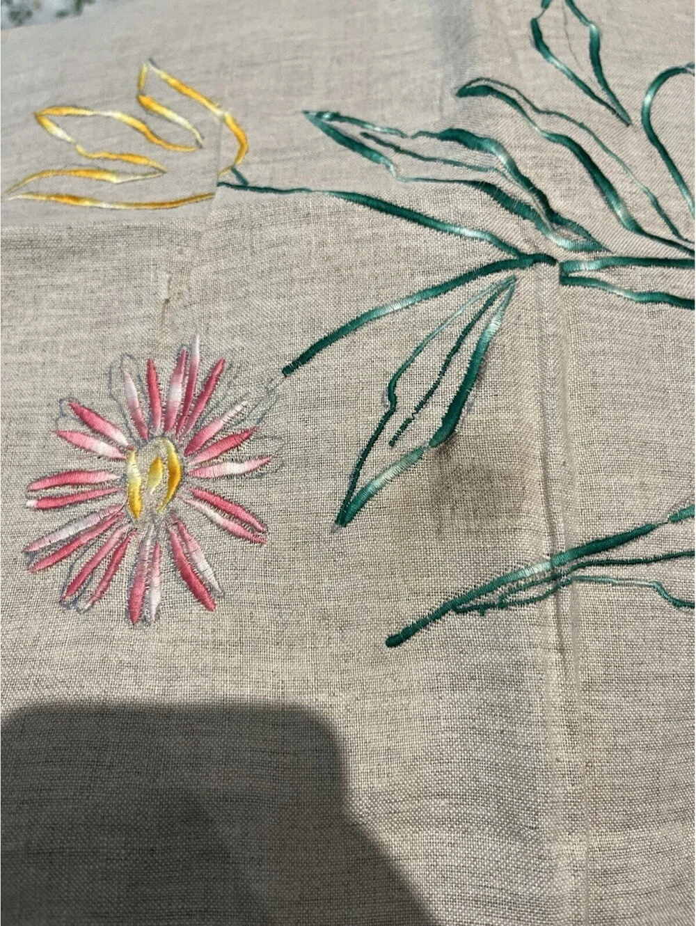 Vintage Hand Stitched Embroidered Flower 14x17” Accent Pillow Covers Lot Of 5